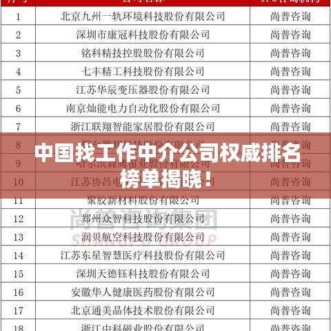 中国找工作中介公司权威排名榜单揭晓！