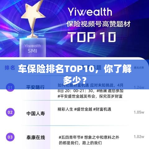 车保险排名TOP10，你了解多少？