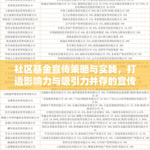社区基金宣传策略与实践，打造影响力与吸引力并存的宣传标题