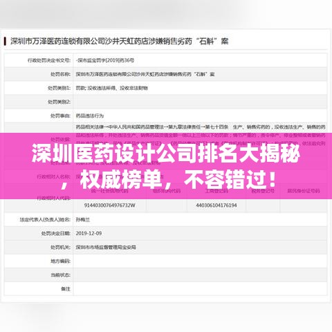 深圳医药设计公司排名大揭秘，权威榜单，不容错过！