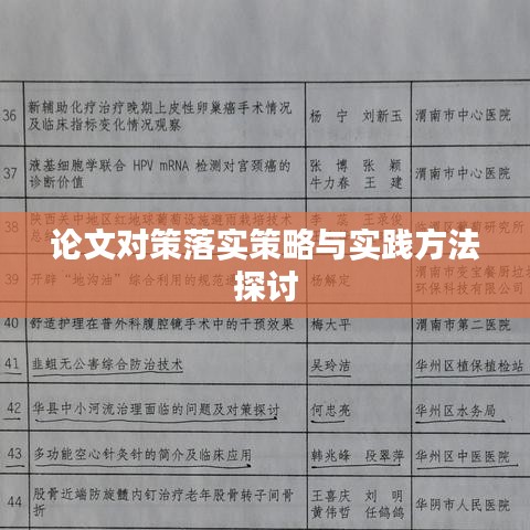 论文对策落实策略与实践方法探讨